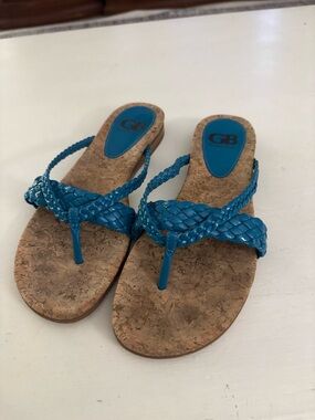 Gianni Bini Blue Braided Cork Flip Flop Sandals for Women Size 6